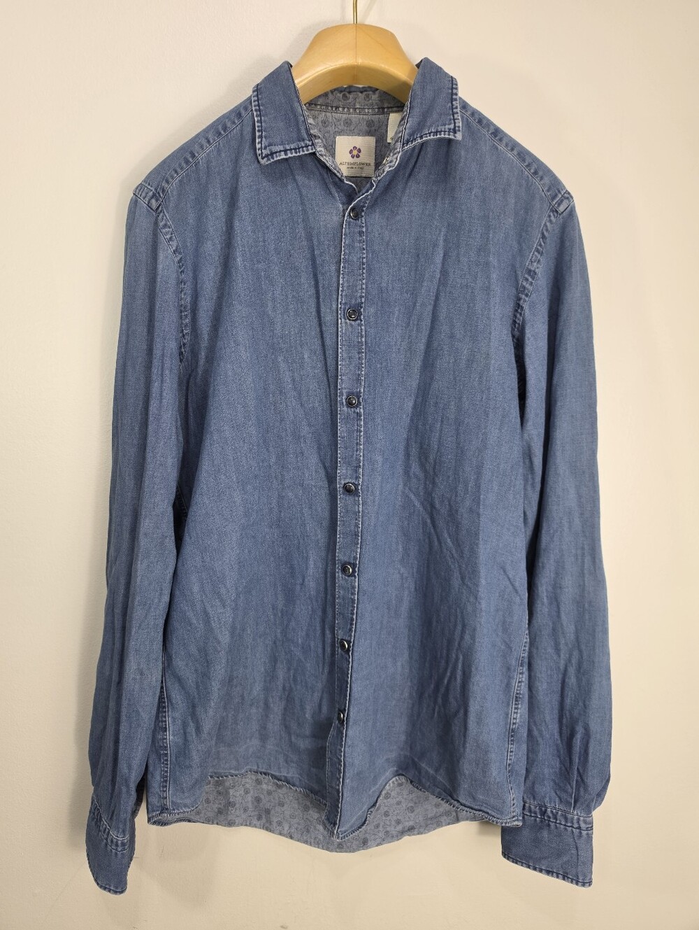 Altemflower Men's Blue Denim Button-Up Shirt Jacket Made In Italy